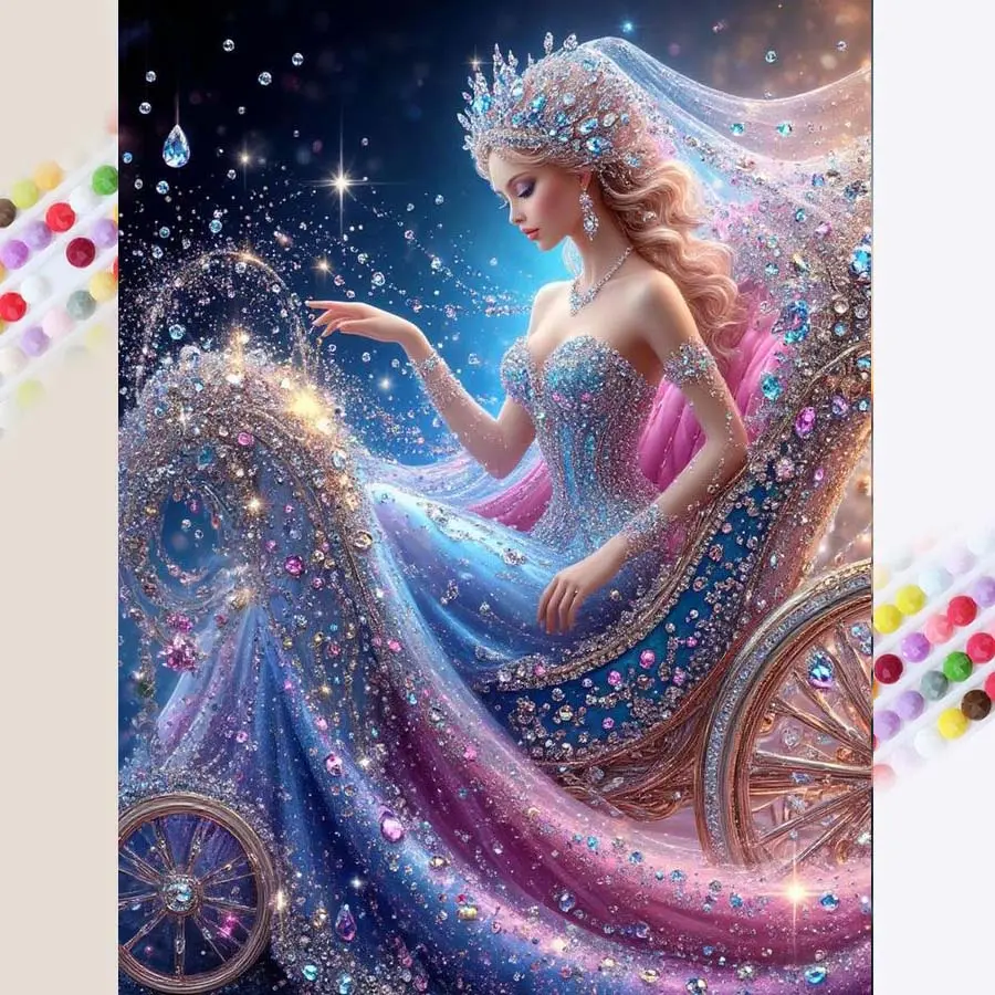 1 set DIY diamond painting kit, 5D diamond art set, DIY decoration princess, carriage, crystal mosaic, diamond art, DIY art home decor, Diamond Embroidery