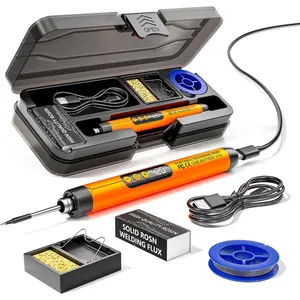 Cordless USB Rechargeable Portable Soldering Iron,SnapFixMate 3-speed Temperature Adjustable, Heating Core, Soldering Iron Cord, Rosin, Soldering Iron Stand, Storage Case (Orange)