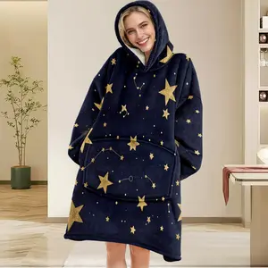 Unisex Fleece Blanket Hoodie, Warm & Cozy Design, Perfect for Home Use, Ideal Gift for Cold Weather, Soft Material Comfort