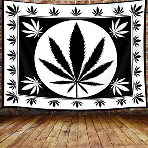 60in x 40in tapestry Weed Marijuana Leaf Tapestry Wall Hanging, Black and White Reggae Rasta Tie Dye Leaf Premium Home Art Wall Decor, Upgrade Tapestries for Bedroom Living Room College Dorm 60X40 Inches