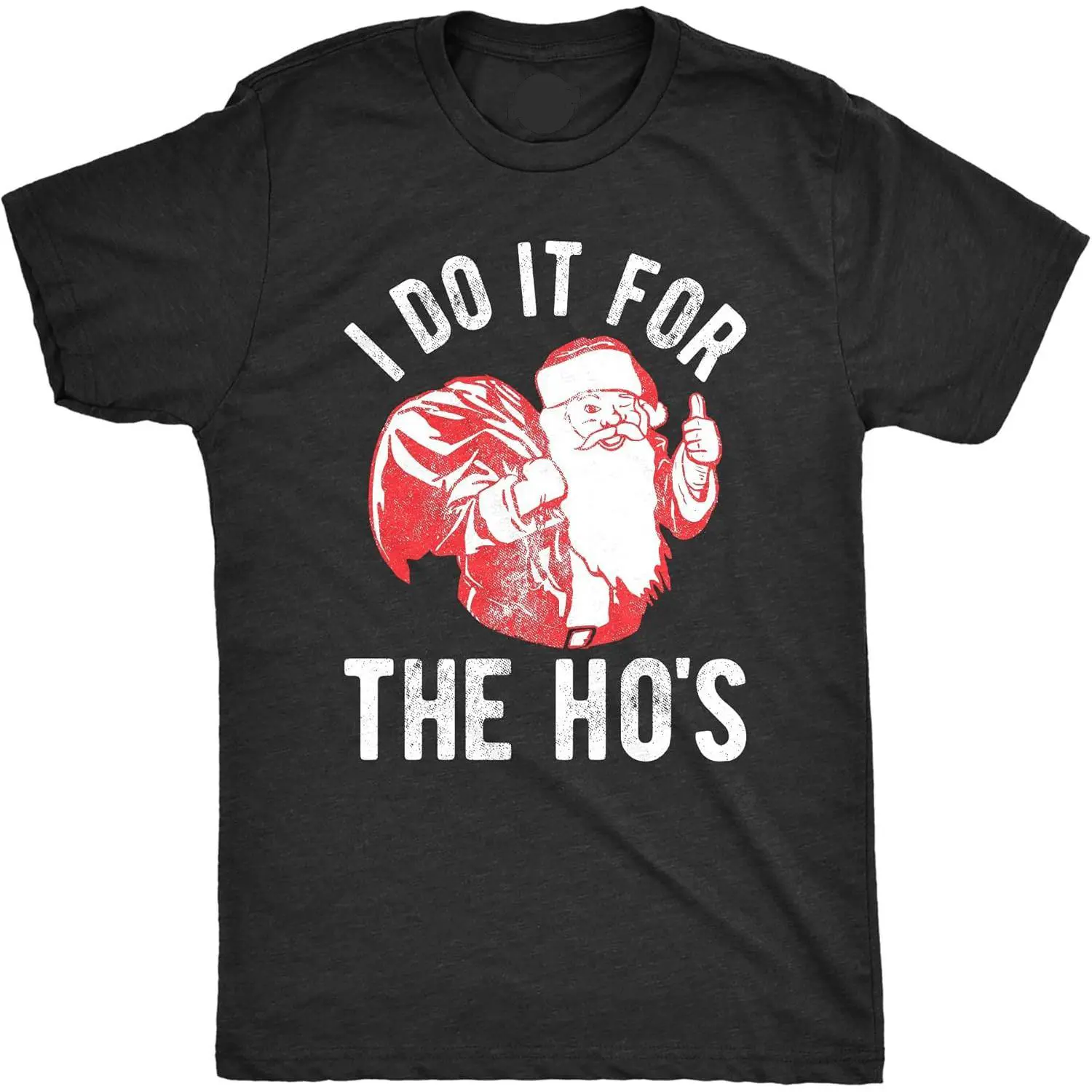[100% Cotton] Men's Festive Christmas Party Tshirt - Menswear Top, Casual Breathable Round Neck Streetwear, Funny Santa Claus "I Do It for The Hos" Graphic Apparel