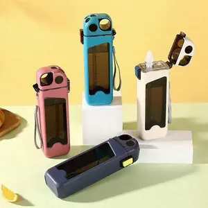 1pc 350ml sports water bottle, square portable plastic water bottle, fitness cup, outdoor sports water bottle