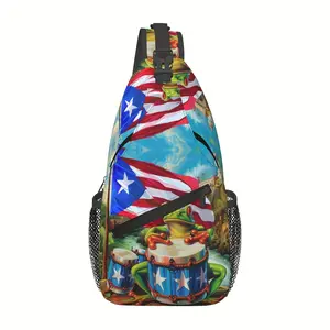 Crossbody Chest Bag Hiking Puerto Rico And Frogs Shoulder Bag Folding Large Capacity Fashion Durable Can Be Used For Shopping, Work, Leisure Travel Beach Bag Fishing Backpack Travel Accessories Must Have Backpack For School Back Christmas Gifts