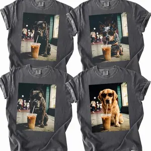 [Sale off 50%] Comfort Colors 50+ Dog Breeds Available Iced Coffee Shirt, Funny Dog Coffee Lover Tee, Trendy Aesthetic Dog Graphic Shirt, Cute Frenchie Tee  JRM