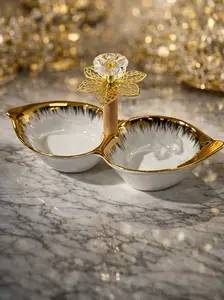 Luxury Gold-Leaf Divided Serving Platter Luxury Gold-Leaf Divided Serving Platter