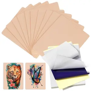Tattoo Practice Skins with Transfer Paper - 35Pcs Fake Skin and Stencil Paper Kit Includes 25Pcs Tattoo Paper and 10Pcs Double Sided Practice Skins for Tattoo Beginners Artists