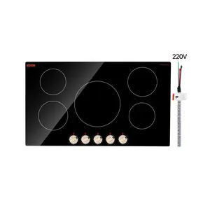 VEVOR Induction Cooktop - 9200W Electric Countertop Induction Stoves, 5-Burner Knob Control Stove, Built-in Design, 12 Temperature Settings, Glass Surface, Auto Shut-Off