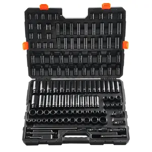 Summervibes VEVOR Impact Socket Set 130 Piece 3/8 1/2 - SAE Metric Drive Socket Set - 6 Point Cr-Mo Alloy Steel for Auto Repair - Easy-to-Read Size Markings - Includes Storage Case