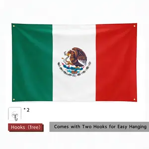 3x5 FT Bandera de México Flag & USA Mexican American Friendship Flag Heritage Banner with 4 Brass Grommets Double-Stitched Edges for Cinco de Mayo Independence Day Celebrations