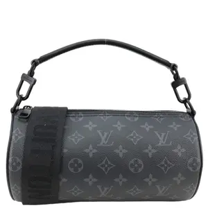 Pre-owned Louis Vuitton Canvas Crossbody Bags Polochon PM Soft Monogram Eclipse Crossbody Bag Black