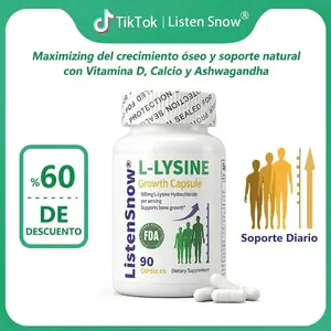 Listen Snow L-Lysine Growth Capsules | Cápsulas de Crecimiento | Maximizador de Estatura con Calcio
