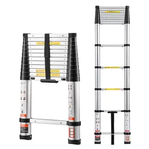 VEVOR 12.5ft Telescoping Ladder, Aluminum Lightweight Multi-Purpose Collapsible Extension, One-Touch Retraction Ladder, Heavy Duty 330LBS Max Capacity with Non-Slip Feet, for Home, Outdoor Work, Loft