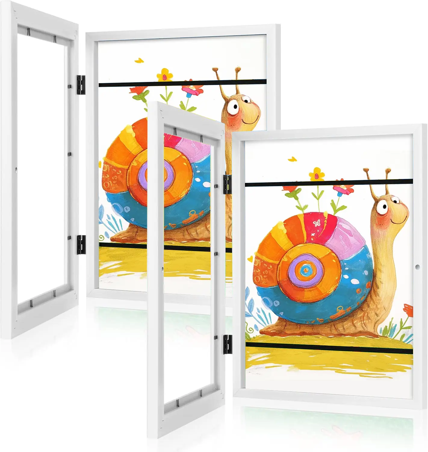 Kids Art Frames, 8.5x11 Front Opening Kids Artwork Frames Changeable, White Art Frames for Kids Art for Wall & Desktop, Holds 50 Pcs, for 3D Picture, Crafts, Hanging Art, Portfolio
