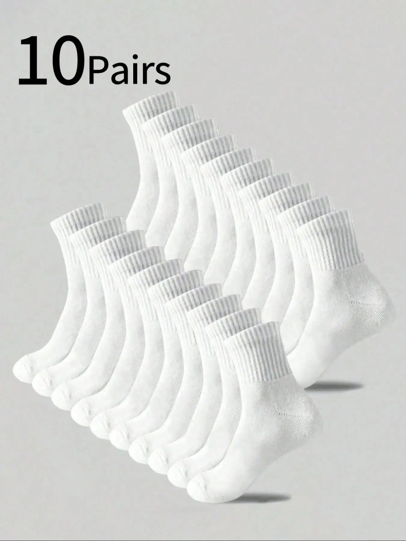 10 Pairs Kids Crew Socks, Teen Socks, Unisex Solid Color, All-Season Comfortable Breathable Sweat-Absorbing, Youth Student School Socks Athletic Sports Basketball Socks, Casual Stylish Socks Clothing
