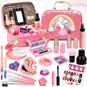 Colorful Makeup Set, Portable Role Play Toy with 23 Pieces Including Powder, Lipstick, Eyeshadow, Ideal Gift for Daughters, Kids Vanity