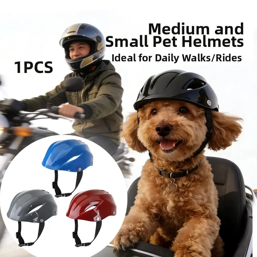 Dog Helmet for Small Dogs, Adjustable Chihuahua Mixed Breed Helmet, Outdoor Motorcycle Bicycle Travel Adventure, Ear-Exposed Design