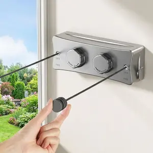 Heavy Duty Double Retractable Clothesline (13.8 FT) | Non-Sagging 304 Stainless Steel Double-Rope Design |  Fit Rv Balcony Courtyards Indoor Drying Rack Clothesline | Matte Black Finish