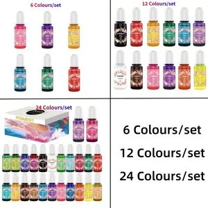 6-color/12 color/24 color resin dye (10ml/color), used for DIY dyeing process of epoxy resin and UV resin, resin DIY jewelry making, epoxy resin and UV resin coloring agent, Art Supplies, Resin Pigment