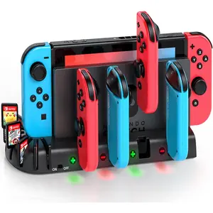 L-PCS005  Switch Joycon Charging Dock Station Compatible with Nintendo Switch Accessories & OLED Model Joycons,  Joycon Controller Charger Docking Station with Upgraded 8 Game Storages, Gming Accessories