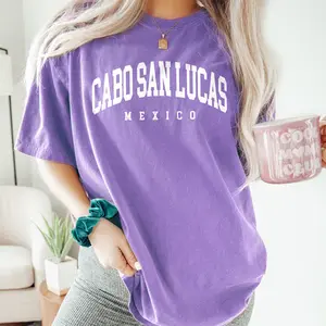 Comfort Colors Cabo San Lucas Shirt, Mexico Vintage Varsity Aesthetic, Trendy Travel Destination Gift, Unisex Garment-Dyed T-shirt
