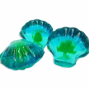 Corn-Based Blue Raspberry Flavor Liquid-Filled Center Gummy Seashell Candy, Sour-Sweet Fruity Edible Dietary Snacks for Pantry Cupboard Treats