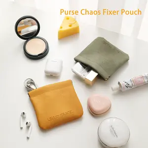 Purse Chaos Fixer Pouch Mini Auto Closure  Snappy Pouch For Keys/Changes/Coins/Lipstick/Cards Bag essentials in Marshmallow Colors Cosmetic Accessories Organizer Makeup Pouch Waterproof Pouch Glossy Pack