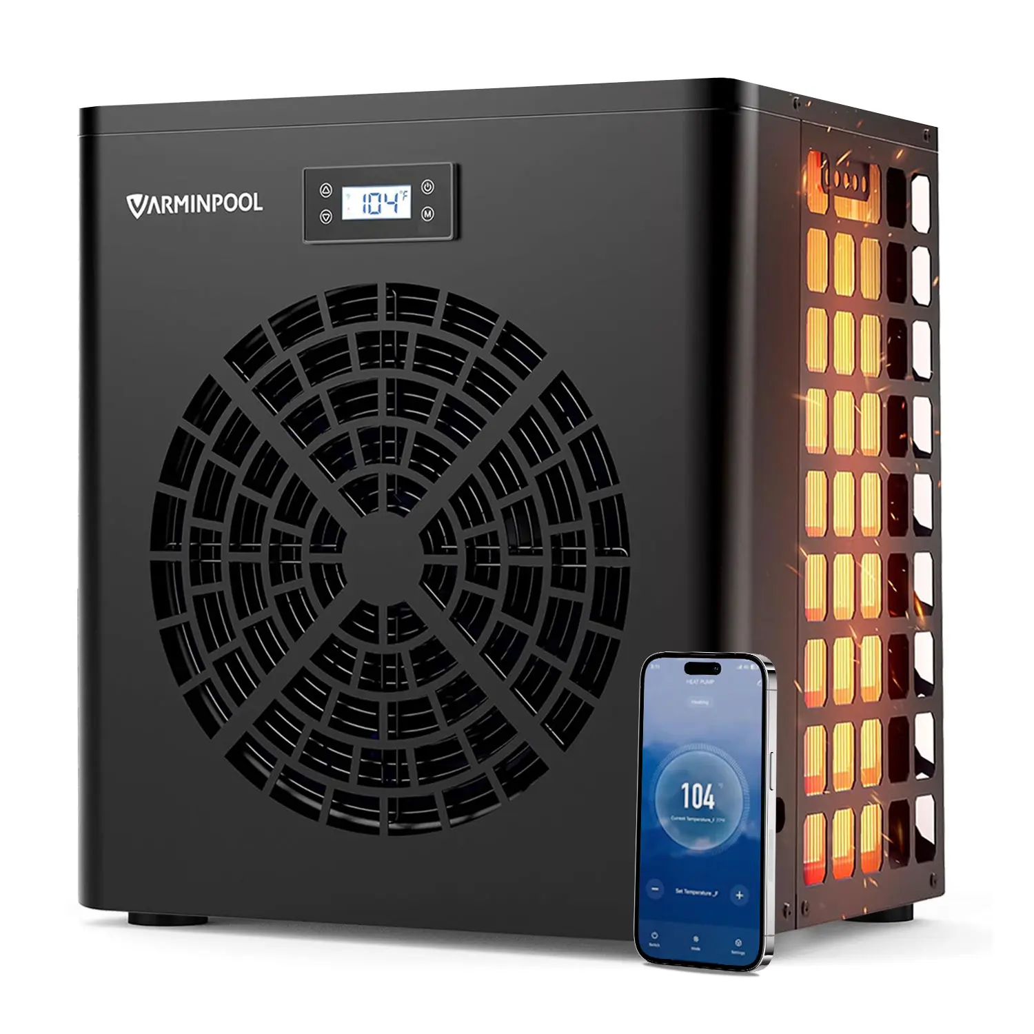 16000BTU Outdoor Above Ground Pool Heat Pump System, 110V 5400Gal Water Warmer with WiFi Smart Control, Titanium Heat Core, Galvanized Steel, Automatic Heating, Efficient Heating, Inverter Energy Save, Safety Insulated