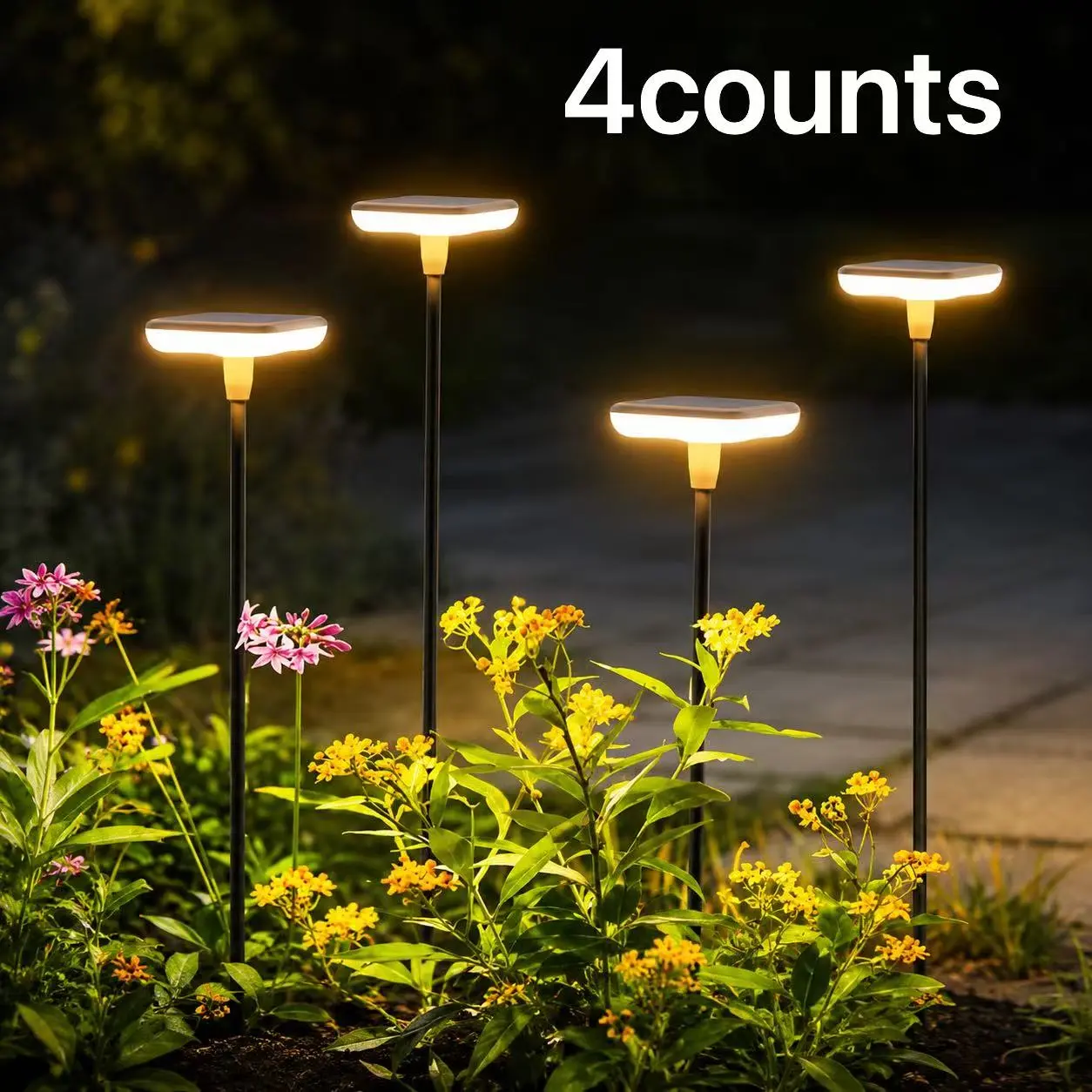 4pcs solar LED ground plug light - Outdoor lawnatmosphere light, 1000mah battery capacity, IP65waterproof, easy to install, suitable for courtyard, lawn,porch, sidewalk and garden decoration