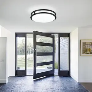 13 Inch 36W LED Embedded Ceiling Light - Brushed Nickel Circular Light, IP44 5 CCT 2700K/3000K/4000K/5000K/6500K, Dimmable Dual Ring Light Fixture, for Kitchen, Living Room Or Bedroom