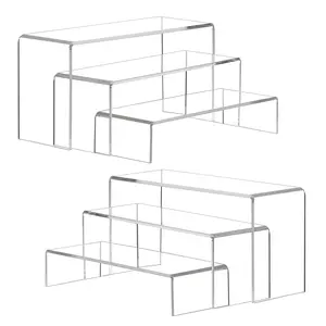 2 Sets Clear Large Dessert Display Stand, Transparent Rectangular Display Stand for Collectibles, Retail Countertop Upright Display Stand for Organizing and Decorating