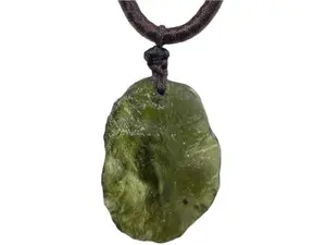 Moldavite Crystal Meteorite Necklace,Raw Czech Meteorite Tektite Healing Crystal Necklace,Green
