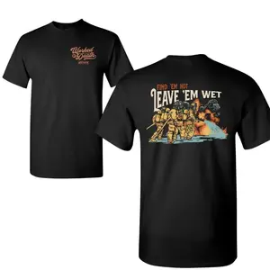 Find 'Em Hot Leave 'Em Wet T-Shirt, Firefighter Graphic Design, 2 Sides, Soft Cotton Blend Shirt, Bold Rescue Tribute for Men & Women