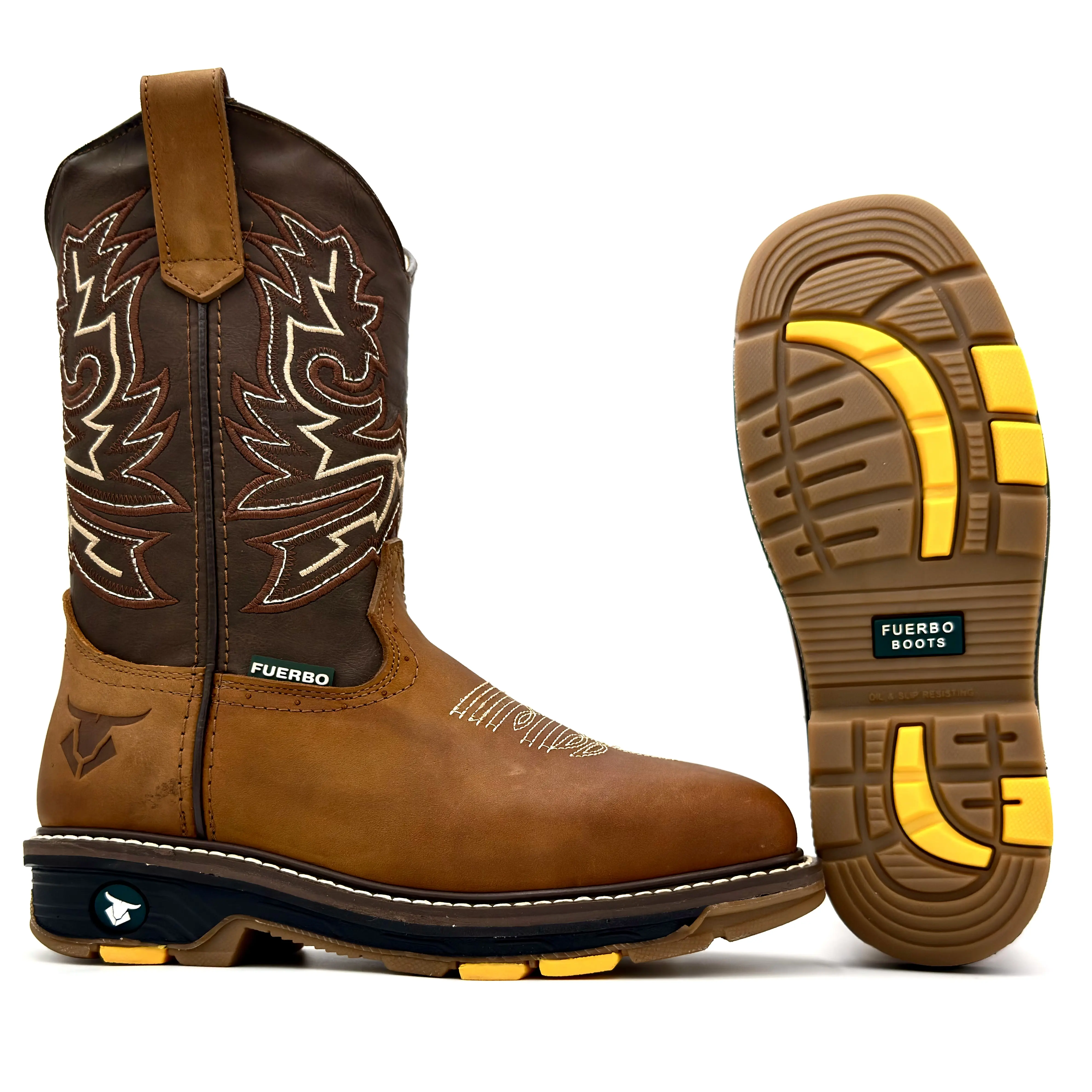 Silver Bull Rodeo Work Boot Dual Density Sole Square Toe Slip Resistant Leather Footwear Shoe Walking Shoes SB-5059 Water Proof Comfort Bota