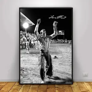 Lane Frost Poster with Signature, Legendary Bull Rider Rodeo Scene, Classic Western Wall Art, Aesthetic Print