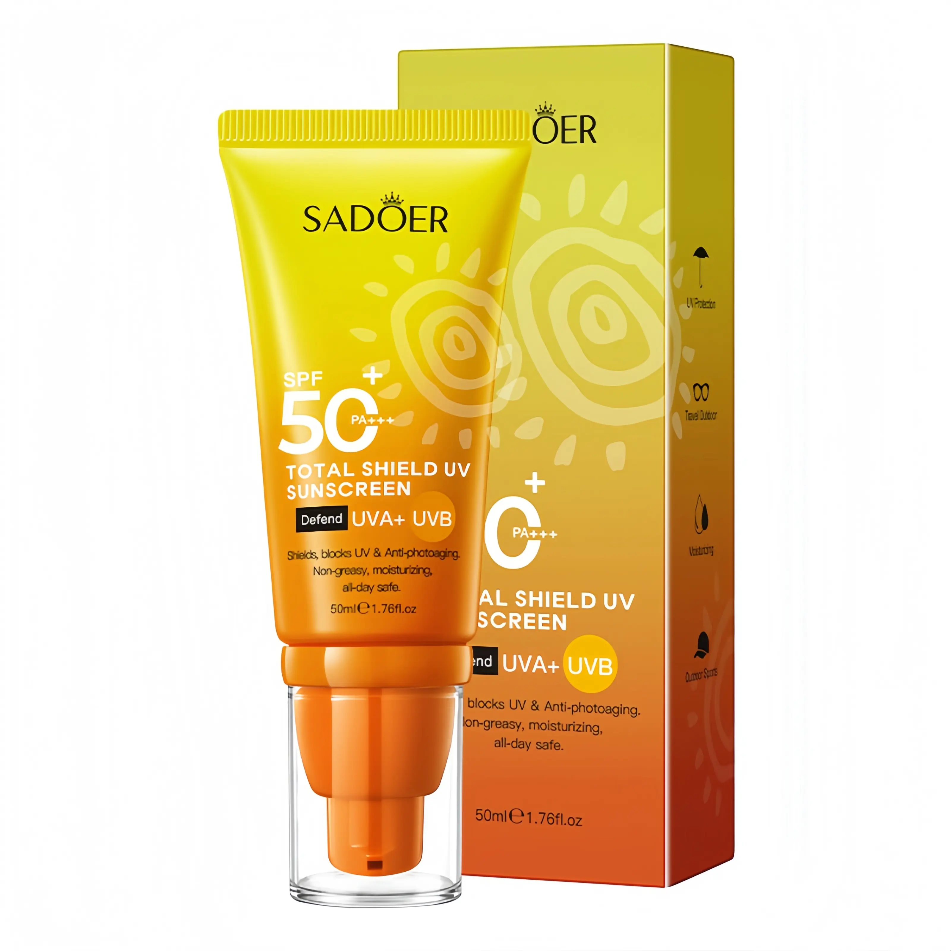 SPF 50+ PA+++ Cool and refreshing sports sunscreen & Full effect protective sunscreen Color Corrector Face Primer, Pre-Makeup Base for Oil Control, Moisturizing & Pore-Blurring, Luminous Even Skin Tone