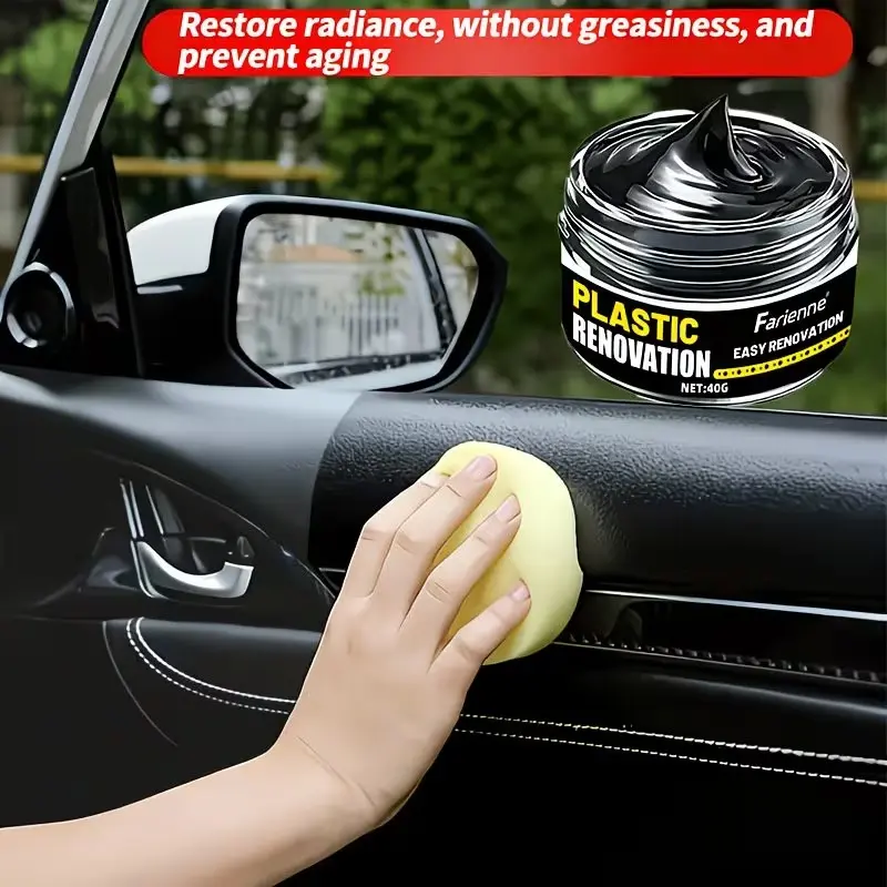 Car Plastic & Rubber Repair Cream, Car Detailing Products, Glossy Paste for Body and Interior, Prevents Fading and Oxidation, Suitable for Bumpers, Leather, Plastics, Car Detailer, Auto Detailing Products, Automotive Detailing Product