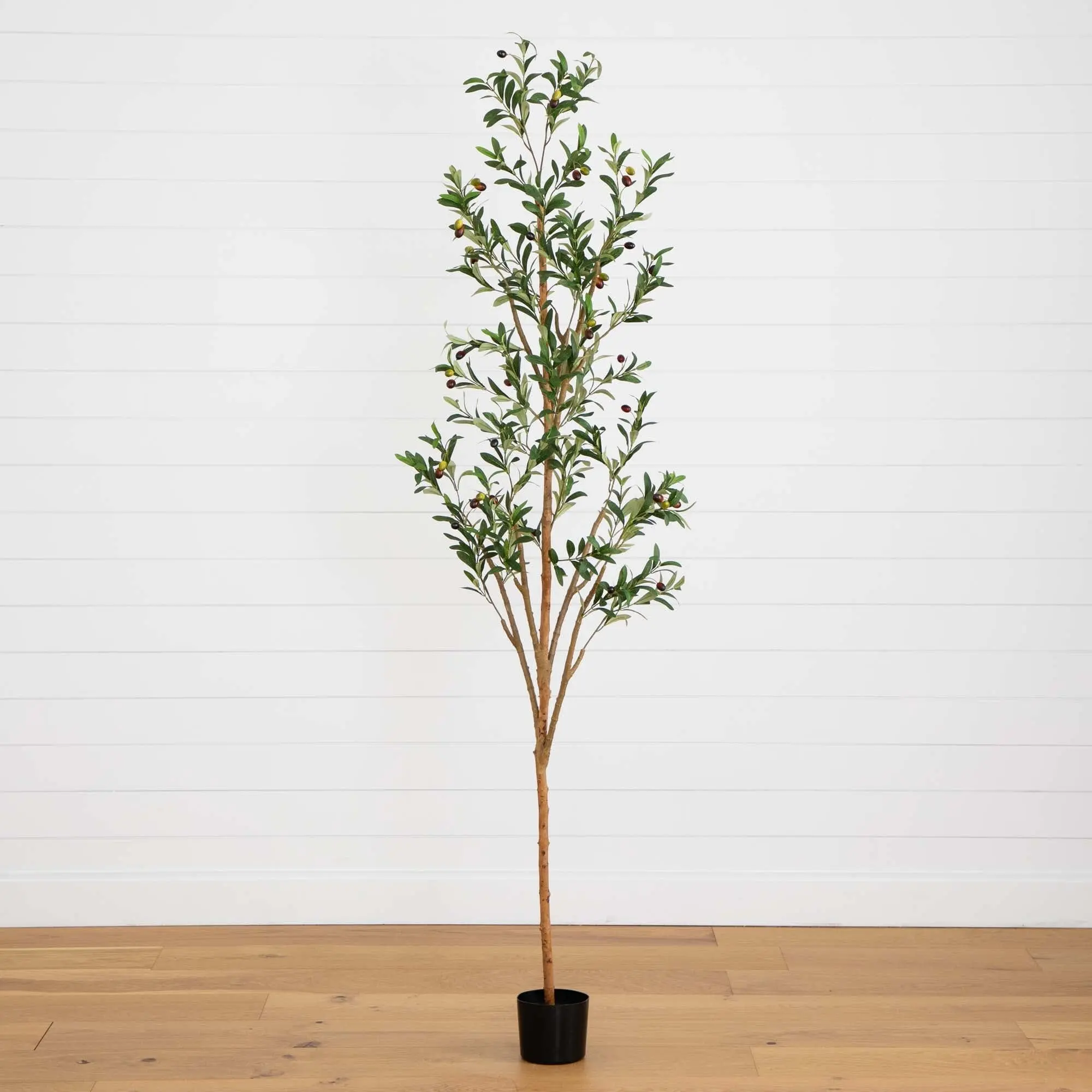 82” Italian Artificial Olive Tree with Fruit, Potted Plant in Basket for Home Decor, Mediterranean Botanical Aesthetic Room Decor, Artificial Potted Plant