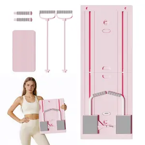 2026 New Upgrade Pilates Board with Pilates Bar, 4.0 New Upgrade, Multi-functional Ab Exercise Board, Foldable Home Pilates Reformer, Maximum Load 300 lbs Fitness Board with Kneeling Pad and Timer, Abs Workout Equipment for Abdominal