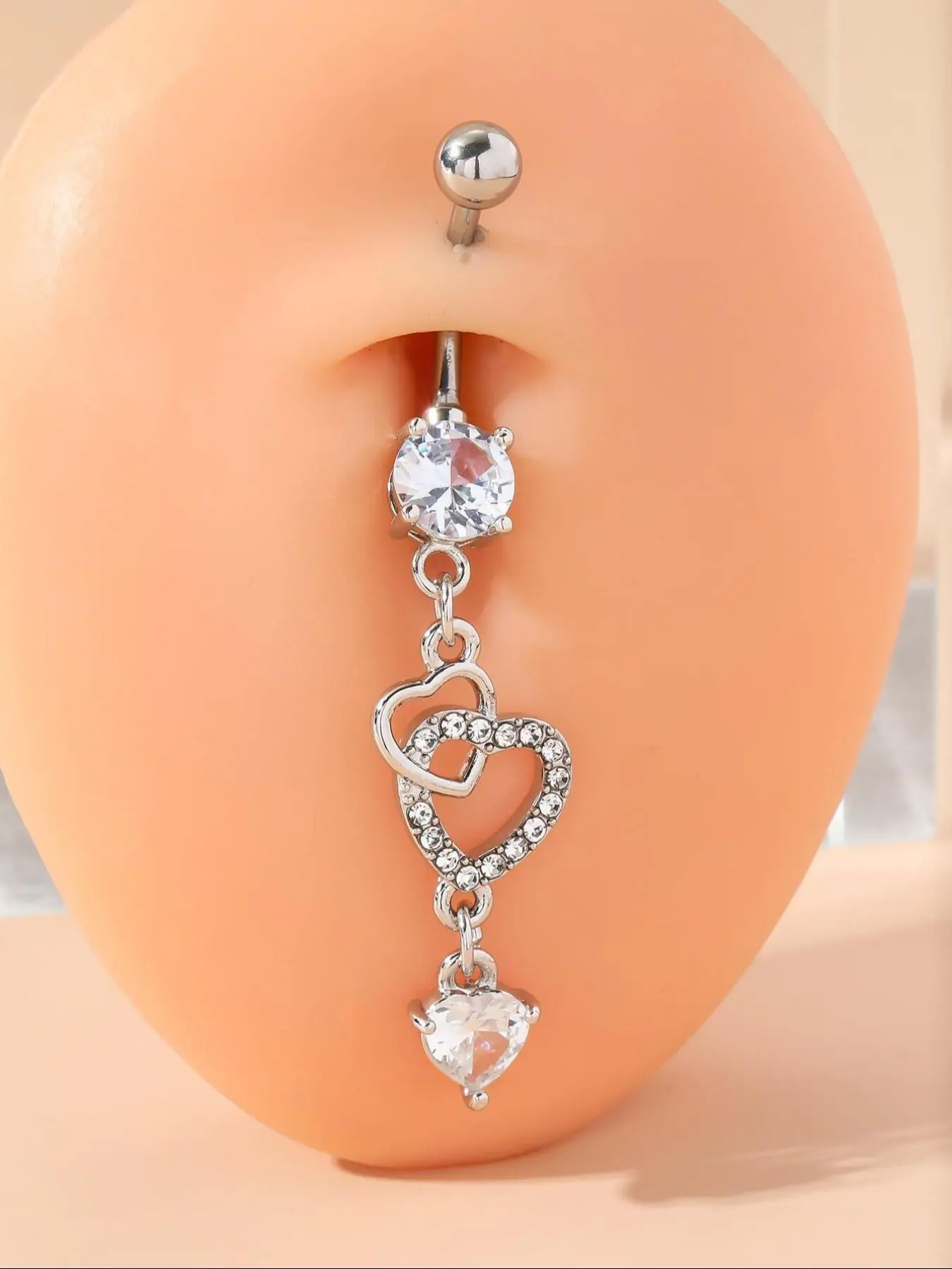 Heart Shaped Belly Button Ring, Stainless Steel Belly Ring, Dangling Navel Piercing Jewelry, Belly Piercing Jewelry for Women, Fashion Accessories for Party, Daily Clothing Decor, Body Piercing Jewelry, Body Jewellery