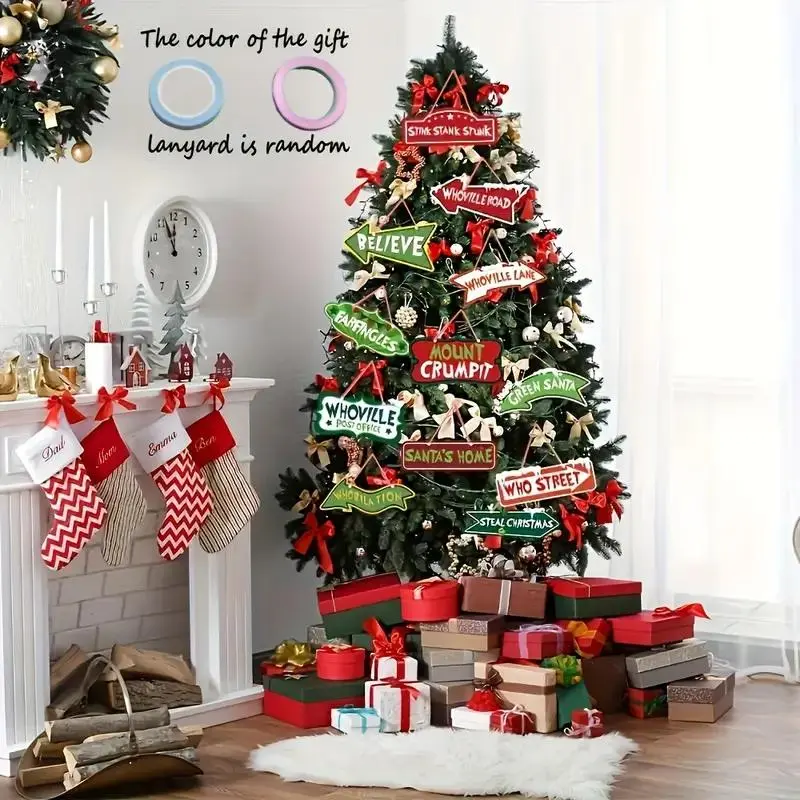 Whoville Christmas Tree Ornaments Set, 12-Piece Large Colorful Paper Crafts, Festive Holiday Decoration for Home & Porch