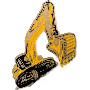 CAT Excavator Car Freshener - Yellow and Black Construction Vehicle Design Freshener 5”W x 6”L with Pre-Scented Beads for Car Enthusiasts