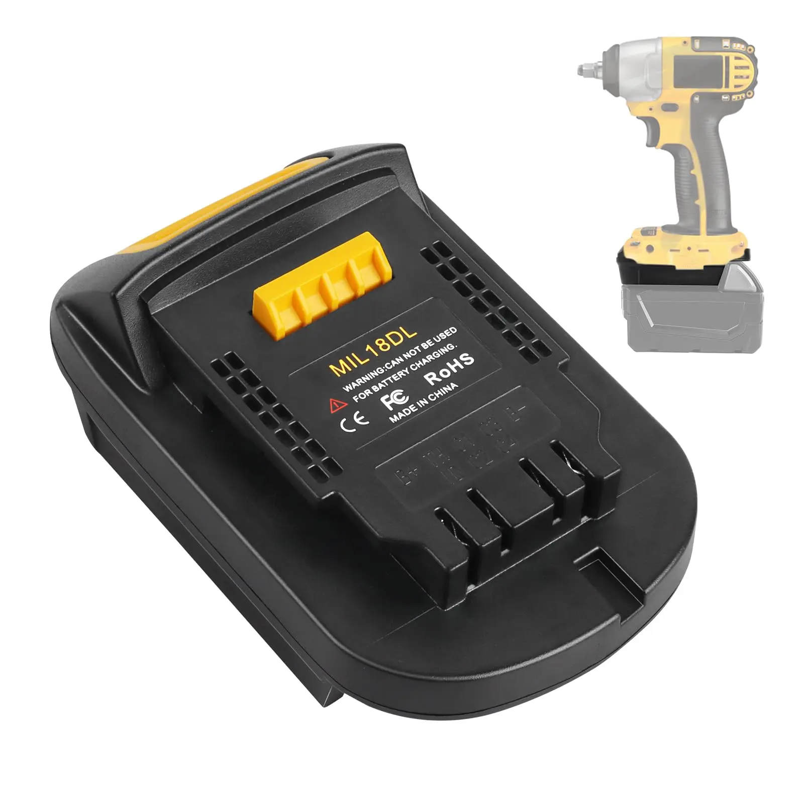 MIL18DL Battery Adapter Converter, Compatible with for Milwaukee 18V Lithium Batteries to for DeWalt 20V Max Cordless Tools, Replacement for DCB200 Battery, for DeWalt 20V Power Tools