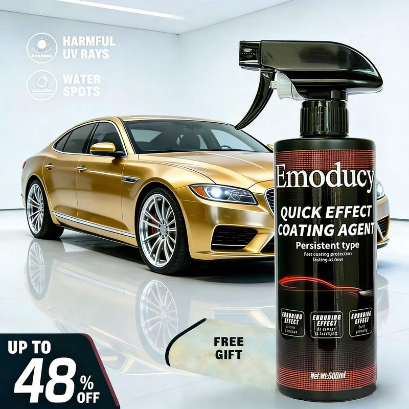 Emoducy 500ml Car Coating Quick Detail Spray - Detailing Kit with Dust-Resistant Surface Care, Glaze Boost Agent, Plastic Polish, Waterless Wash Wax Solution, Scratch Remover (Fathersdaygifts)