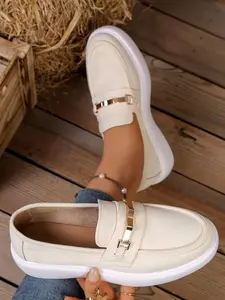 Women's Casual Slip-On Loafers, Thick Sole Flatform Comfortable Walking Shoes, Fashionable European Style, Large Size Available, Perfect for Daily Wear, Elegant Casual Shoes, Casual Flat Footwear