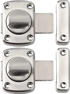 Alise Gate Latch Slide Bolt Latches Lock,Small Size Safety Double Sided Rotate Gate Hardware for Storage Box, Cabinet,Shed Door,Brushed Finish