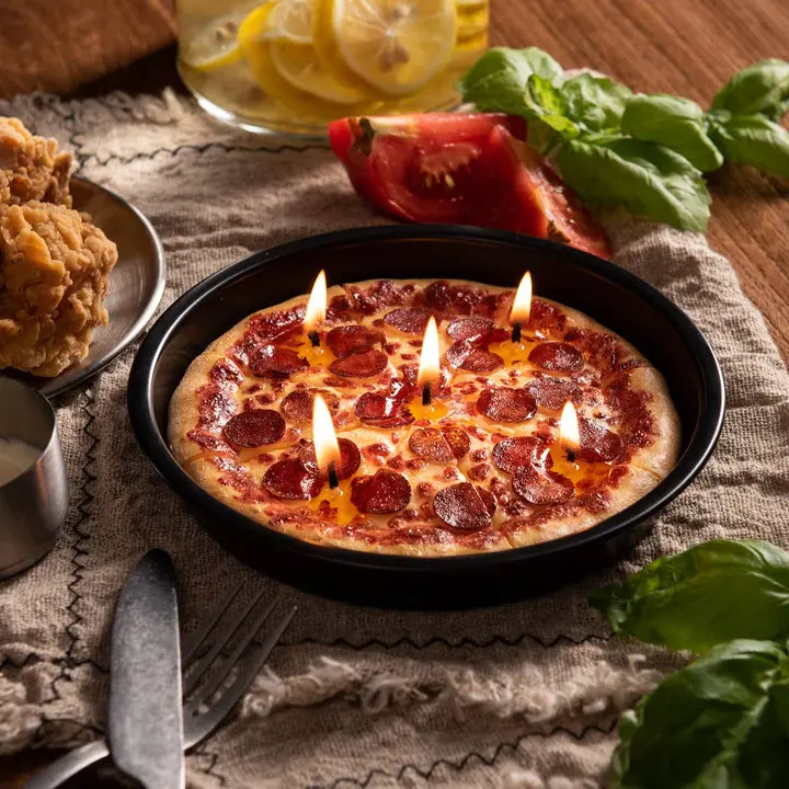 Unique Candle Designs By Kaneca - Artisanal Aroma Pizza Candle, Home Decor Decoration, Home Supplies Accent, Aroma Candles