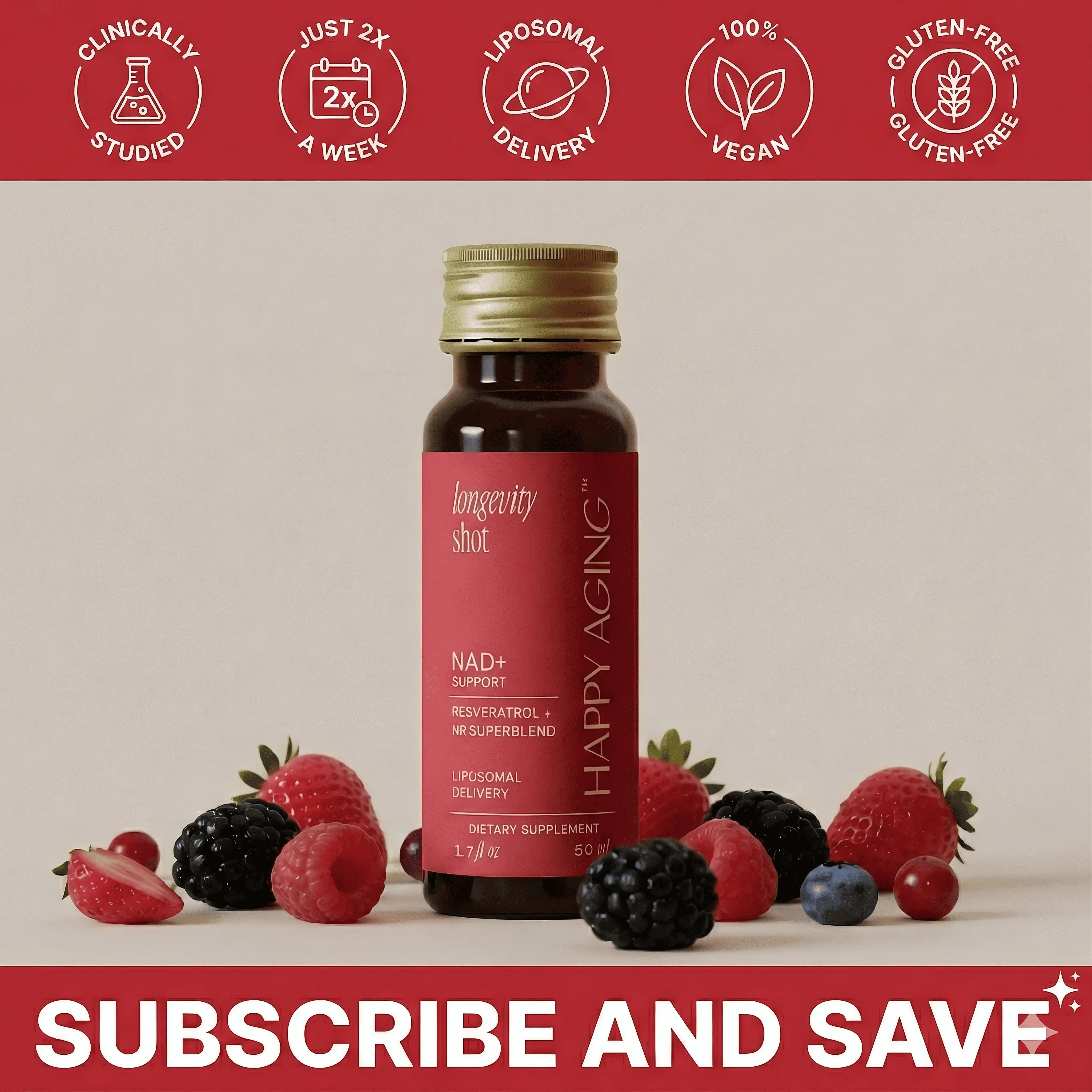 Liquid NAD+ | NMN Alternative | 10x More Absorption | Liposomal Nicotinamide Riboside and Resveratrol with Antioxidants | Twice-a-Week | Firm Skin & Brain Health| 10 Shots Healthcare Vitamin Natural Fitness, Advanced Cellular Renewal NAD Supplement