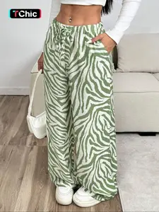Women's Fashion Animal Zebra Print Wide Leg Pants Summer Pants Wide Pants Wide Leg Pants Woman Boho Casual Pants, Casual Streetwear Pants, Pants for Women, Bohemian Trousers, Womenswear