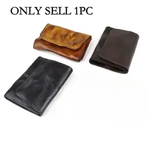 Leather Wallet Men Women Vintage Handmade Short Style, Brand Name Card Holder Coin Purse, Durable Leather Material Design