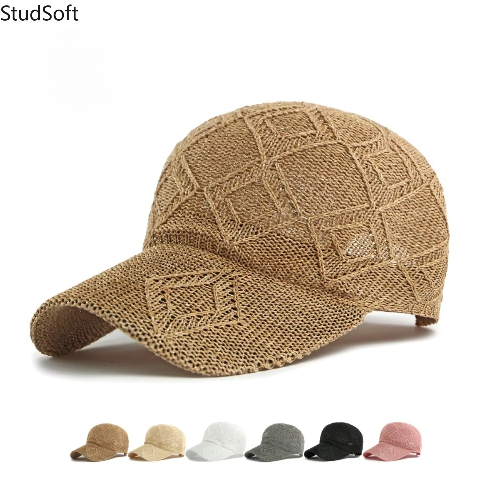 2026 New Women's Knitted Mesh Baseball Cap - Flat Bill Casual Sun Hat, Lightweight Adjustable Breathable Sunscreen Outdoor Cap, Euro-American Style Beach Visor (Hats for Women)
